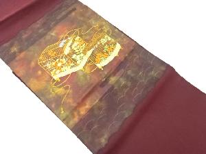 ヱ霞に虫籠・秋草模様織出し名古屋帯